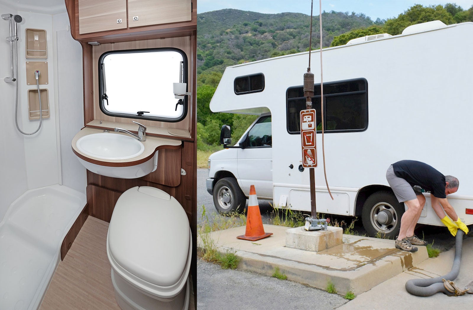 Portable RV/camper toilet and holding tank setup in Cranford, New Jersey