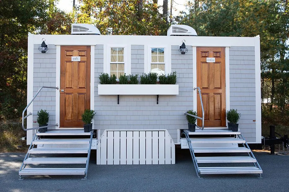 Wedding restroom units discretely staged at a venue in Cranford, New Jersey
